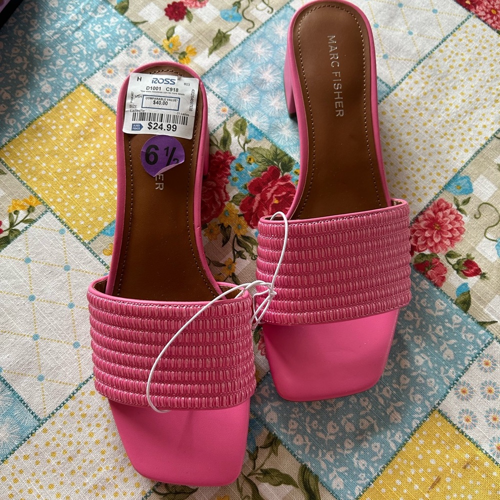 Marc Fisher Vibrant Pink Mules NWT